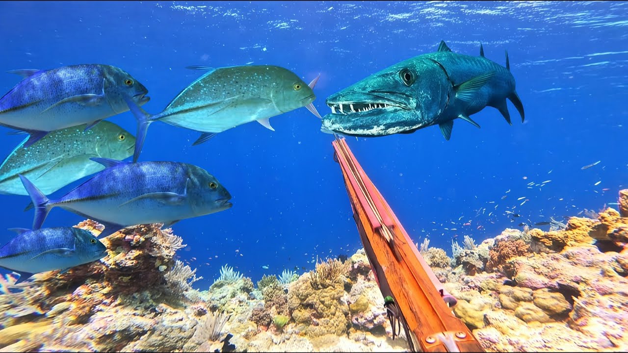 BLUEFINS TREVALY JUGA BARA CUDA SELALU HADIR DI DEPAN MATA SPOT KARANG WAKATOBI MEMANG MANTAP ❗🇮🇩