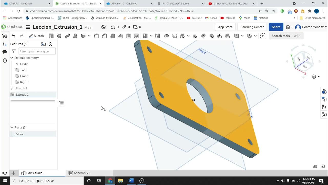 La operación de extrusión en OnShape YouTube