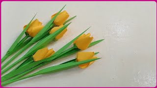 صنع زهرة من الورق - وردة بالورق الملون - اشغال يدوية