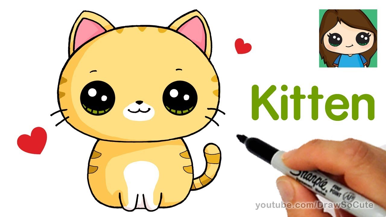 Drawing and Paint Cute Cartoon Cat. Educational Game for Kids