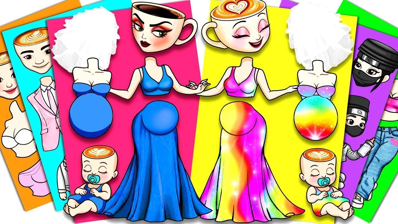 💖Paper DIY💖 PREGNANT BRAINROT WEDDING Rainbow Ballerina Cappuccina & Blue Espresso Signora Sticker