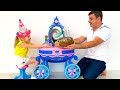 Stacy pretend play happy birthday with daddy