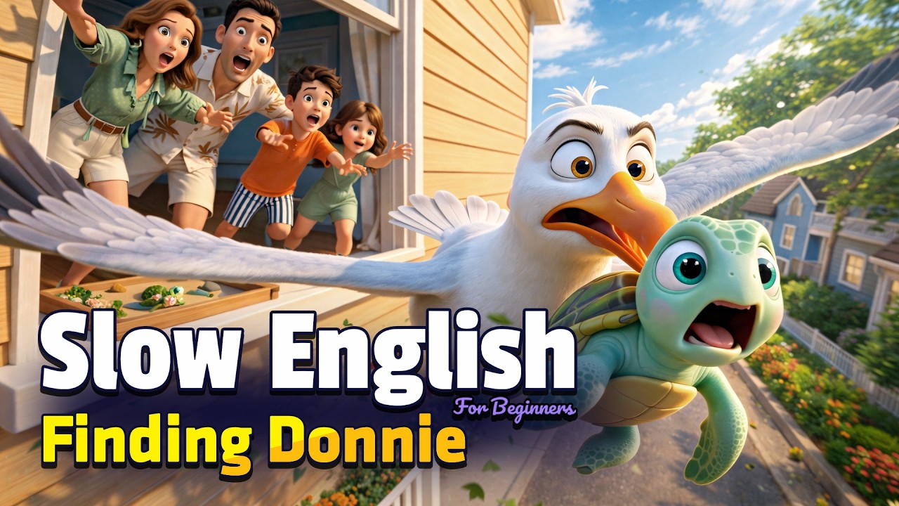 Finding Donnie, the Baby Sea Turtle! | Easy English Listening Practice (A2)