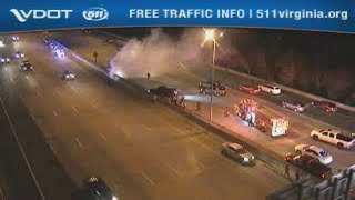 VDOT Video: Motorcycle fire on I-64