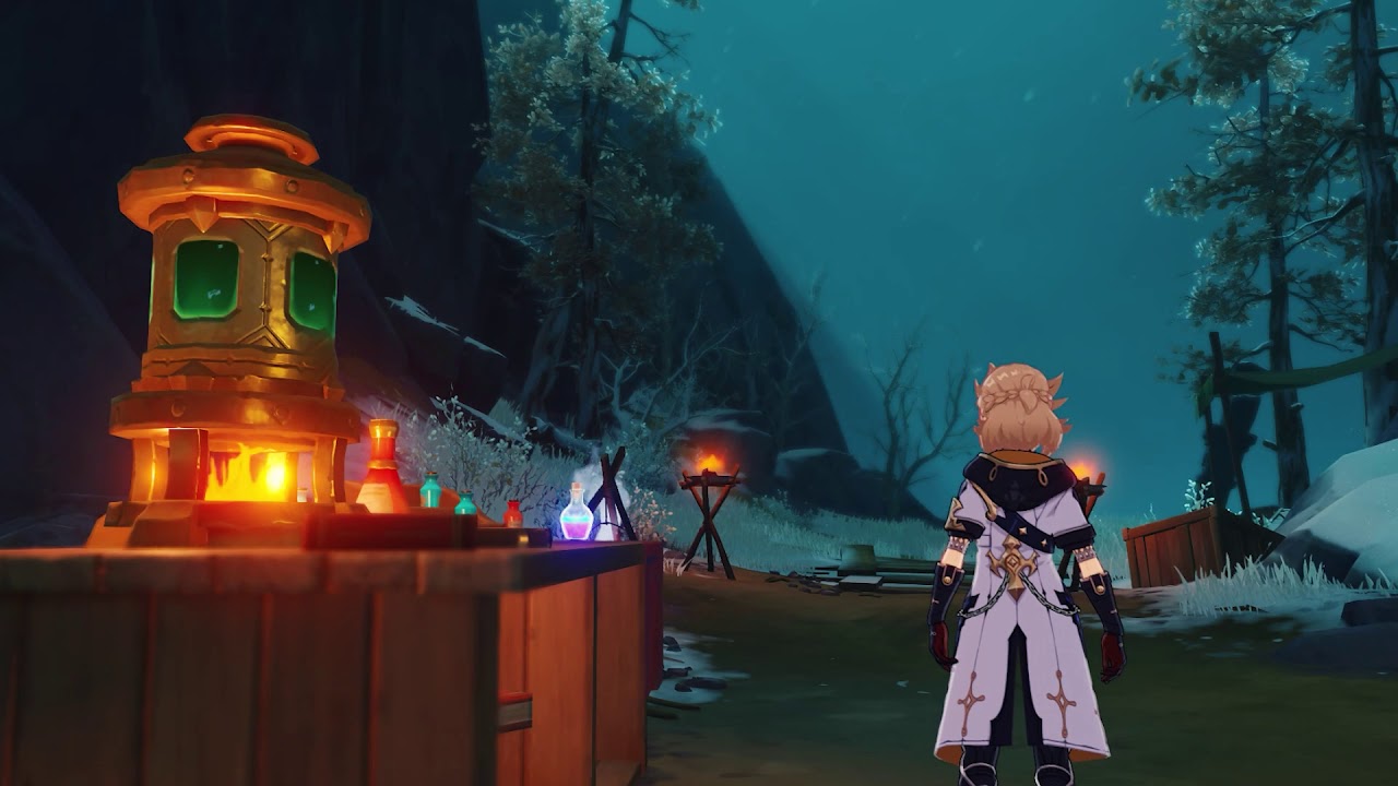 Dragonspine theme + crackling fire and light snow (1 hour)