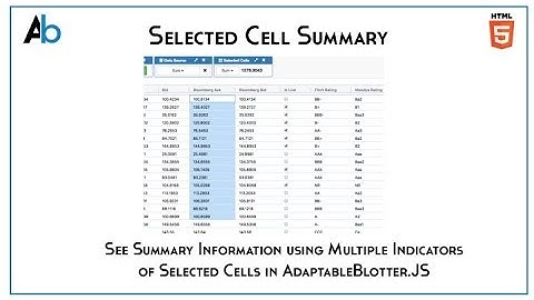 Summary of Selected Cells in AdaptableBlotter.JS