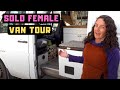 VAN Tour 🚐 SOLO FEMALE Living in a VAN She Built 👍 Amazing VAN LIFE Camper VAN Build