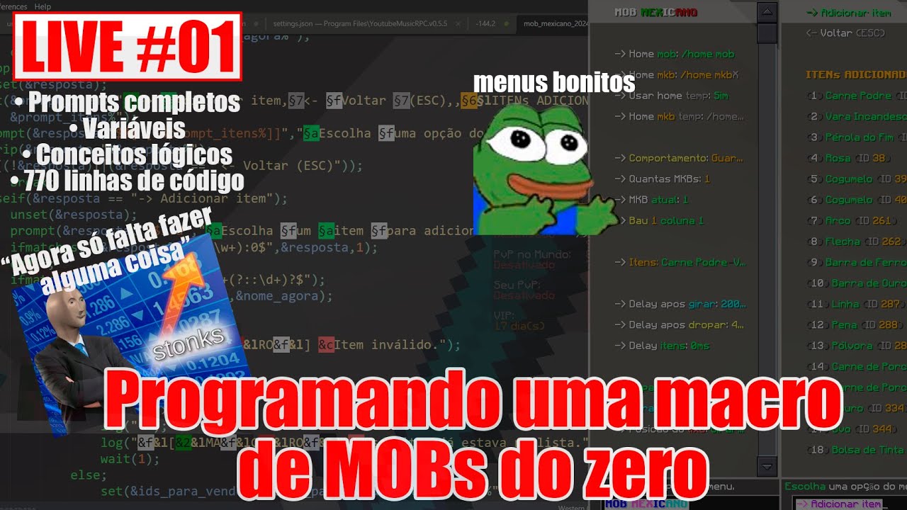 [LIVE 01] Macro de mob - parte 1 - menus e lógicas introdutórias - YouTube