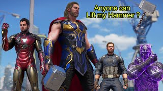 Avengers trying to Lift Thor's Hammer (Mjolnir) - Marvel's Avengers PS5 Gameplay [4K 60FPS]