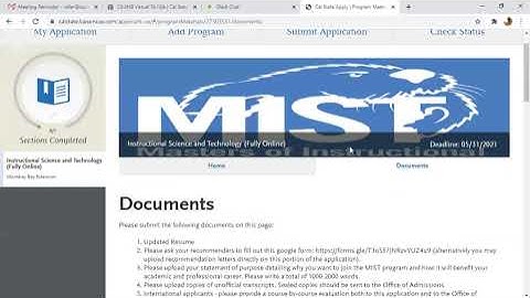 The Program Materials Quadrant on Cal State Apply - MIST Program