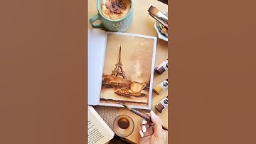 Paris morning in watercolor |Eiffel Tower and coffee | #vintagestyle #watercolorpainting #monochrome