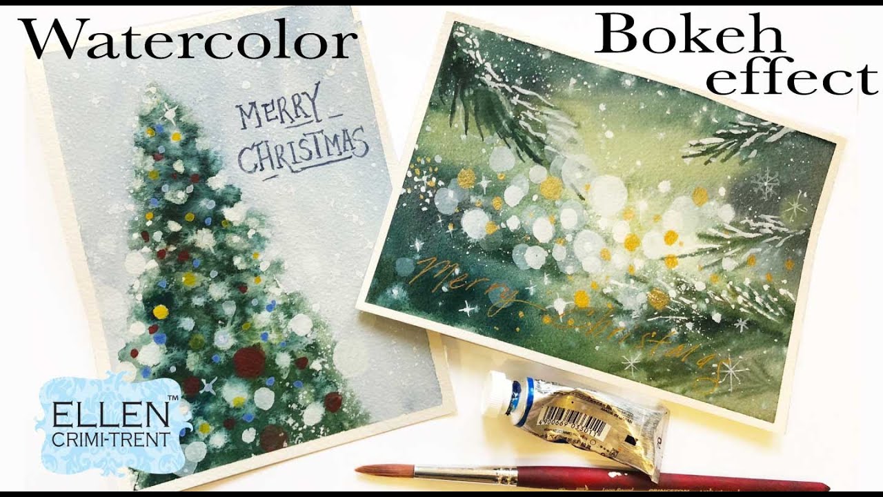 Glitter Watercolor Christmas Lights Painting
