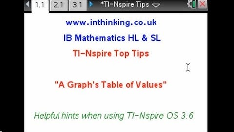 TI Nspire Tips   A Graphs Table of Values