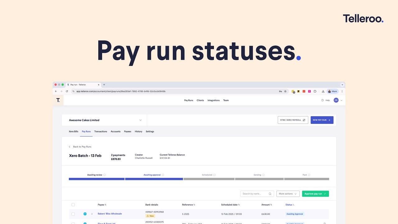 Pay run statuses for multi-entity groups