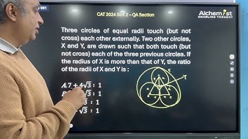 CAT 2024 Slot 2 QA - Three circles of equal radii touch (but not cross) each other externally.