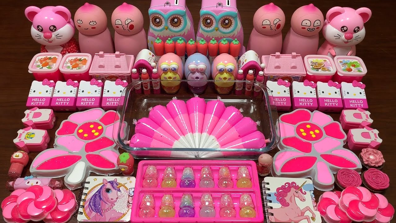 SPECIAL PINK PIPING BAGS - Mixing Makeup & Clay and MORE Into GLOSSY Slime ! Satisfying Slime # 1530