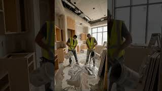 White Onyx Epoxy Floor Transformation 🤯 Luxury Kitchen Makeover #shorts