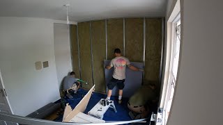 Soundproof party wall with rockwool, soundblock plasterboard and tecsound
