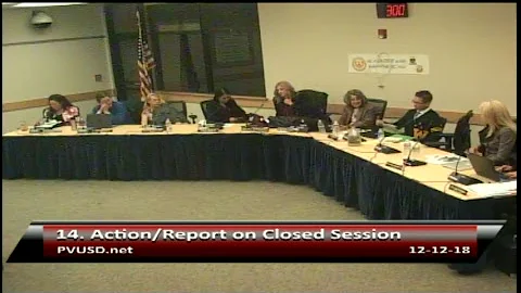 PVUSD December 12th, 2018 Board Meeting - Public Session