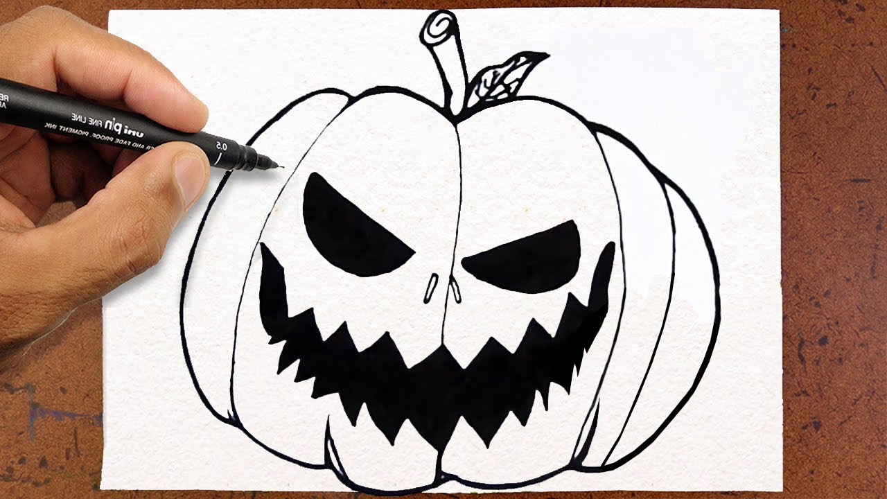 Como DESENHAR ABÓBORA HALLOWEEN - Como DIBUJAR a CALABAZA HALLOWEEN - How  To DRAW HALLOWEEN PUMPKIN 