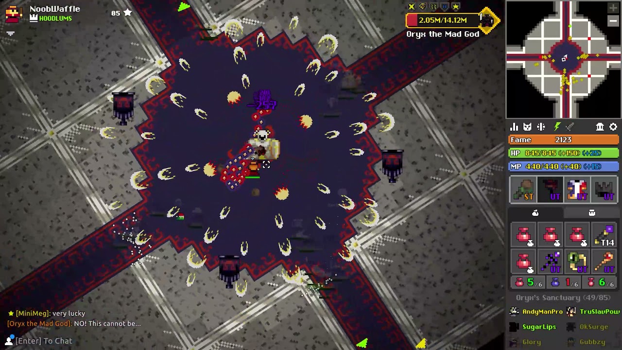 (rotmg o3) Improving at p2w earthen EP Wand and Oryx Spell (311k/min