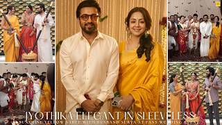 Jyothika Elegant in Sleeveless Sunshine Yellow Saree with Husband Surya At Fans Wedding Event