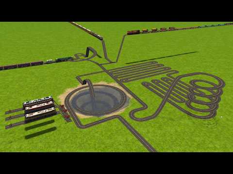 Three Trains Running At Zig Zag Risky Railroad Tracks Spring Circle Railroad Tracks || train sim
