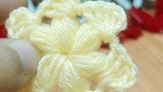 How to make crochet flower making with wooll #knitting #crochet