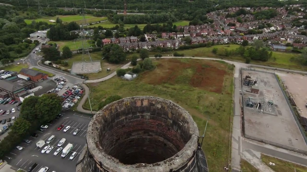 Looking down the chimney at pear mill in Stockport with the DJI fpv