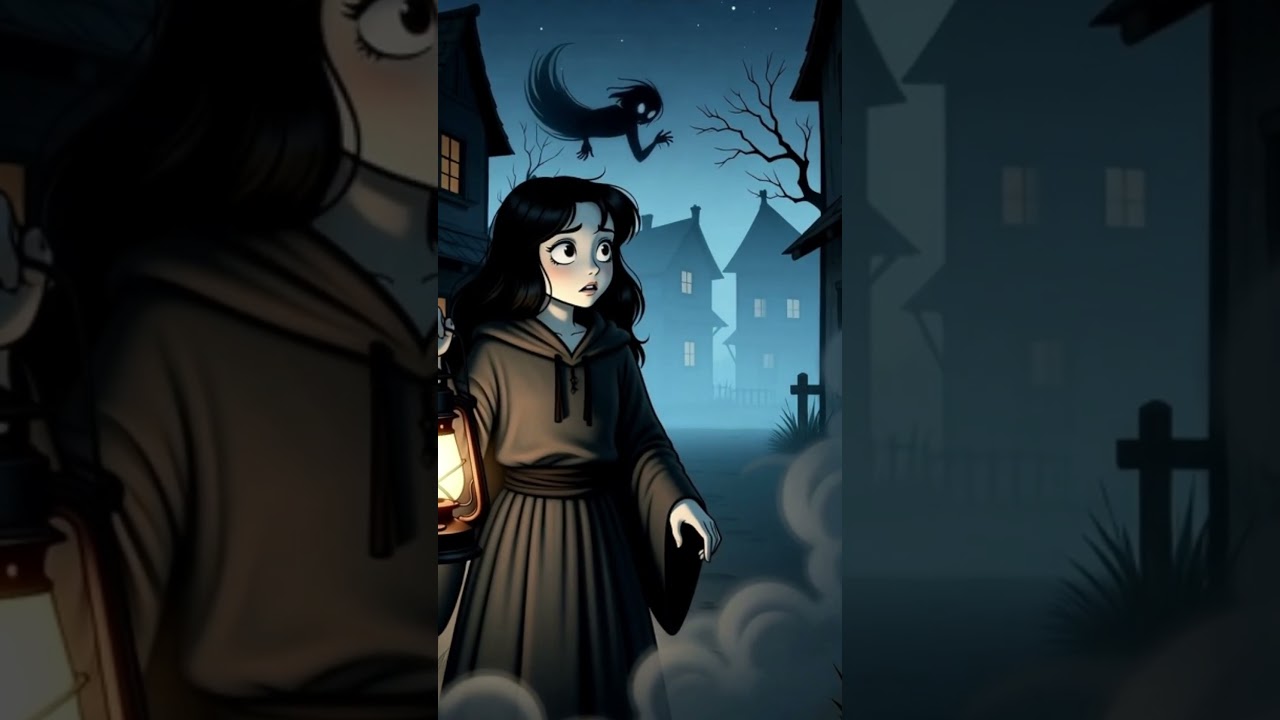 “Shadow on the Wall: Haunted Village Horror Cartoon”