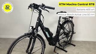 Vélo électrique KTM Macina Central RT 8 pour ville, Bosch et Shimano, autonomie 109 km, noir et bleu