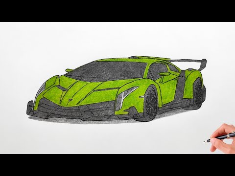 How to draw a LAMBORGHINI VENENO 2013 / Drawing lambo veneno sports car ...