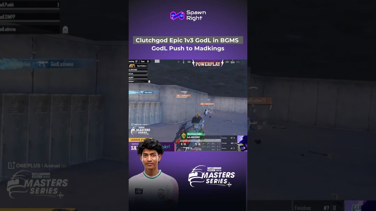 Clutchgod Insane 1v3 GodL in BGMS🔥 | Madkings Esports