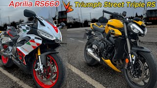 Triumph Street Triple Rs Vs Aprilia Rs660 - 2 Round Race Top Speed
