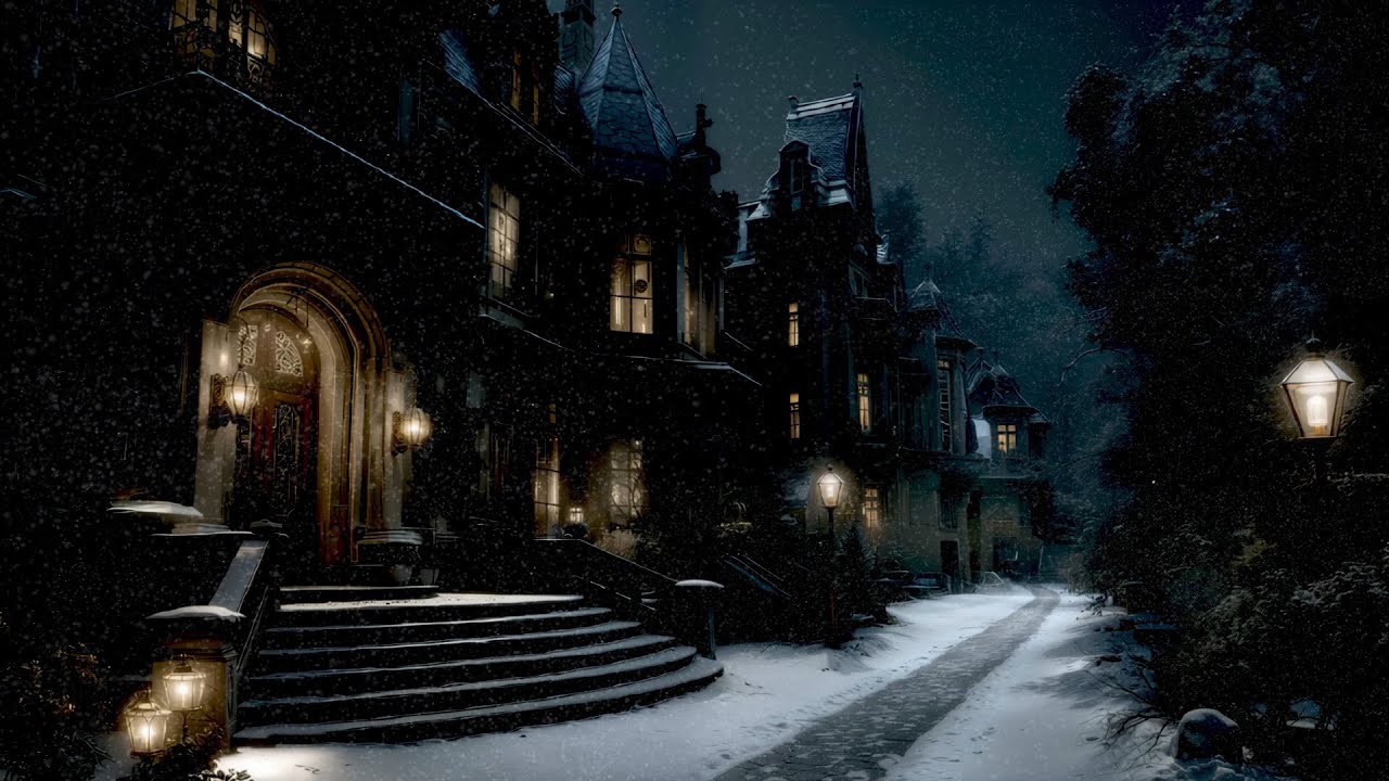 Snowy Road Leading to a Gothic Castle | Dark Academia Piano Music | Sleep & Relax