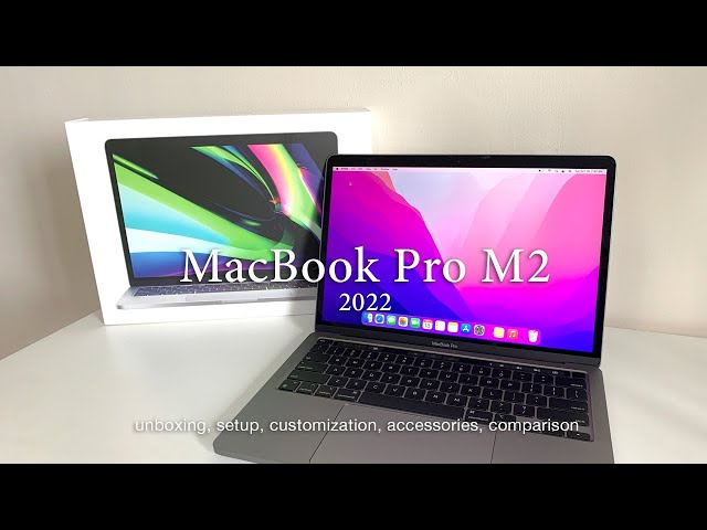 MacBook Pro 2022 M2 13” aesthetic unboxing | setup, customization, accessories, comparison