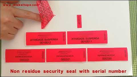 Non residue security seal with serial number
