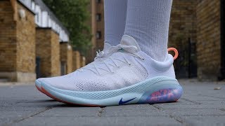 nike joyride run flyknit white bright mango racer blue