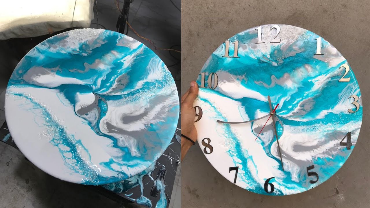 ساعة ريزن علي الخشب - طريقة عمل ساعة من الريزن ايبوكسي - ساعات ريزن - ساعة من الريزن بالتفصيل