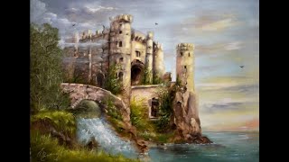 PAINTING OLD CASTLE draw together    картина  СТАРЫЙ ЗАМОК