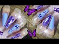 HOW TO: BUTTERFLY NAILS TUTORIAL USING FULL COVER NAIL TIPS| BEGINNER NAIL TUTORIAL | MATTE NAILS