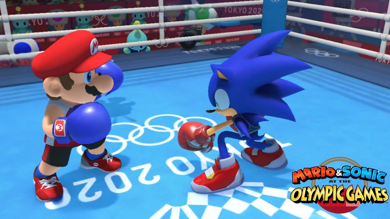 Бокс, сложный геймплей, Марио и Соник на Олимпийских играх в Токио 2020, Марио, Боузер, Наклз, Ме...