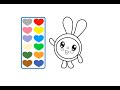 Glitter.How easy to draw and paint baby rabbit? Learn colors.