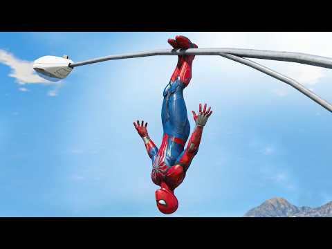 IRON SPIDERMAN Falling off Highest Buildings - (GTA 5 Spider-Man Gameplay Fails) Ep -3