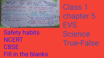 Safety habits/ class 1/chapter 5//NCERT/part 1/EVS/Science/worksheet/fill in the blanks/True-false