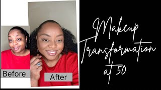 Before and after makeup transformation at almost 50