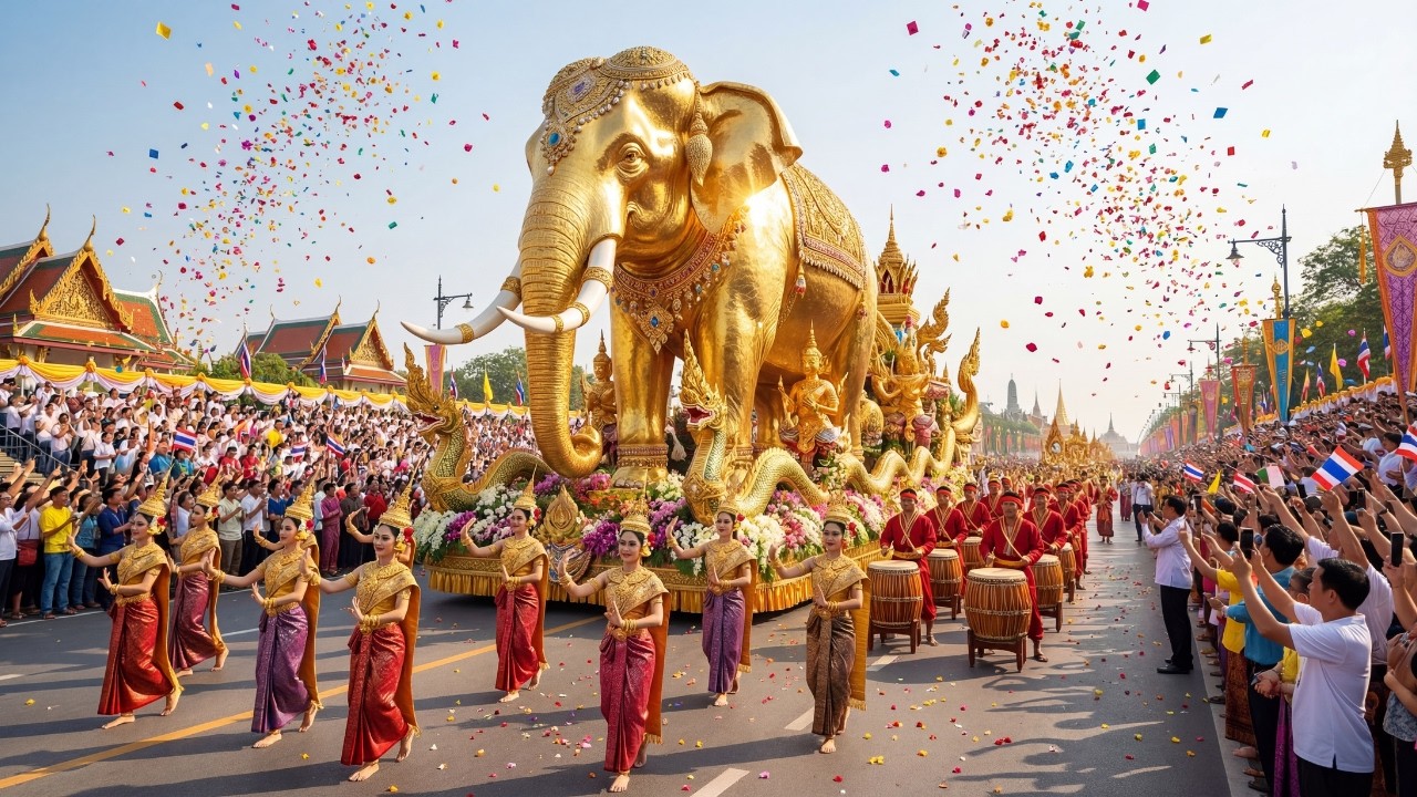 Thailand New Year Flower Parade 2026 4K Giant Flower Floats & Festival Celebration bringing giant fl