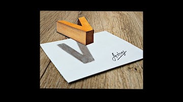 How To Draw 3d Floating Letter "V" - 3d Trick Art On Paper - Drawing  3d Letter