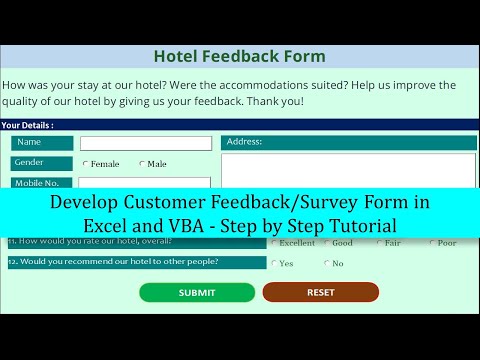 Develop Customer Feedback or Survey form in Excel and VBA - Step by Step Tutorial