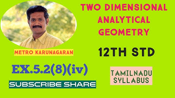 12th Std Maths Ex.5.2(8)(iv) Identify the type of conic and find centre foci vertices and directrix
